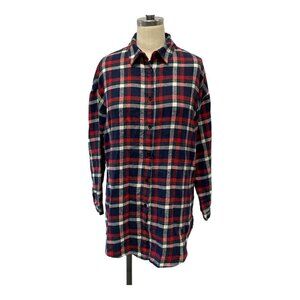 Noble U Los Angeles Flannel Shirt Blouse Red Blue Misses Size Medium